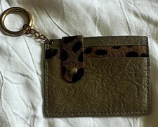 Animal Print Faux Leather ID/Document Holder Key Chain Wallet with Key Ring