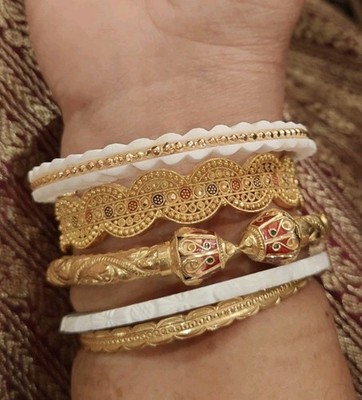 Indian women Bengali Goldplated Sankha Pola Conchshell 2.8/ 2Pc  Bangles   