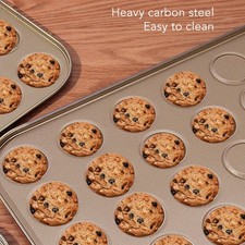 Muffin Top Pan Macaron Bakeware Tray Baking Mold Carbon Steel Gold 30 Hole Au