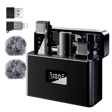 2 Wireless Lavalier Microphone for iPhone Android Phone PC, Pro Lapel Mic Sys...
