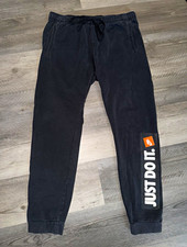 Nike Men's Black Jogger Sweatpants L Cotton Blend Logo Tapered Pockets