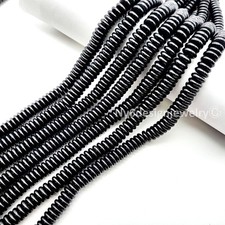 10x10x3mm Black Magnesite Turquoise Heishi Rondelle Beads 15.5" Flat Disc
