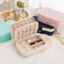 Portable Jewelry Box Organizer Leather Jewellery Ornaments Case Travel Storage