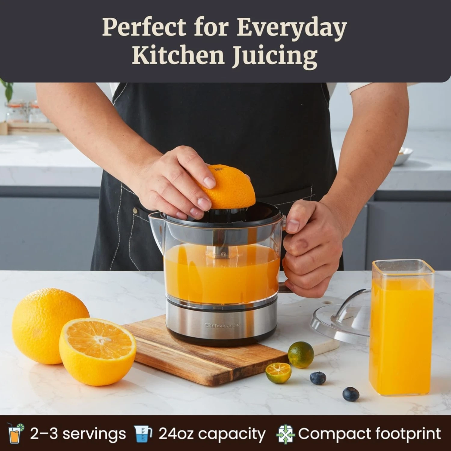 Effortless Juice Extraction with 40W Compact Citrus Juicer - 24oz Pulp Control