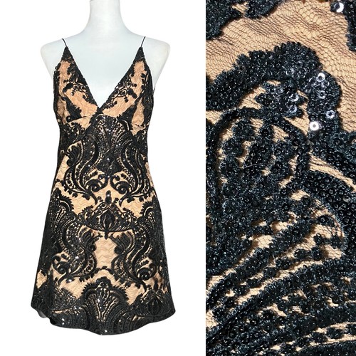 NWT Free People Black Lace Sequin Cocktail Party Mini Dress. Sz 0 XS. Whimsigoth - Picture 1 of 11