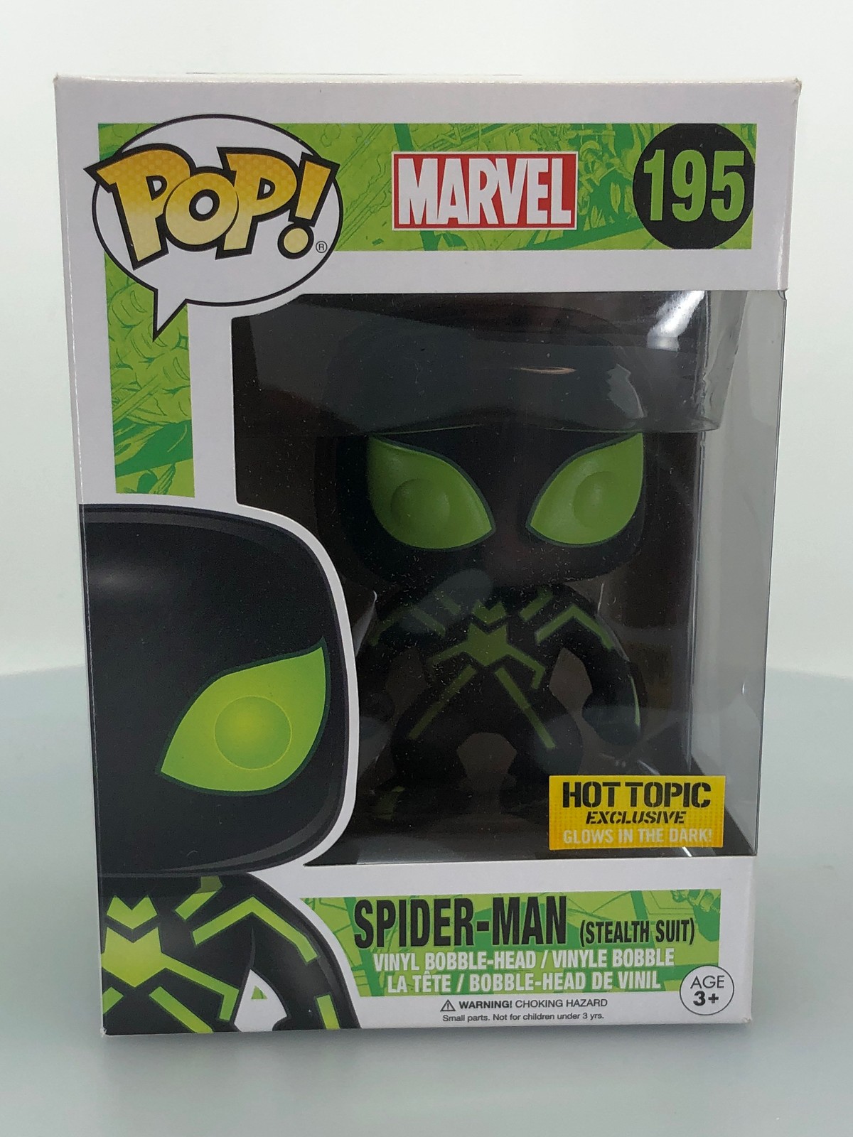Funko Pop! Marvel Spider-Man Stealth Suit #195 Hot Topic Exclusivo Caja Dañada