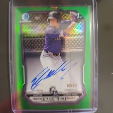 2026 Bowman Chrome ETHAN HOLLIDAY 1st Auto TRUE GREEN Refractor /99 Rockies