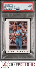 1986 TOPPS MINI #18 GEORGE BRETT HOF LEAGUE LEADERS PSA 9