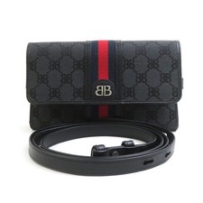 Auth BALENCIAGA x GUCCI Shoulder Wallet Black...