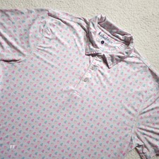 Chubbies Men's Large Performance Polo Shirt White Pastel Sailboat Print