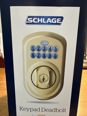 Schlage Keypad Deadbolt Electronic Door Lock - Bright Brass. Style Plymouth