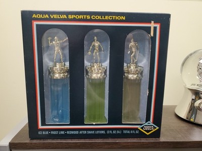 Vintage AQUA VELVA SPORTS COLLECTION TROPHY COLOGNE PERFUME SET ~ RARE NEW