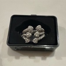 Judith Ripka Sterling Silver CZ heart diamonique open style ring size 8 3/4