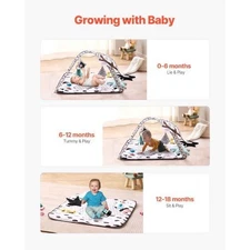 Baby Play Gym Mat Tummy Time Activity Mat with 6 Sensory Toys 34.4" x 34.4