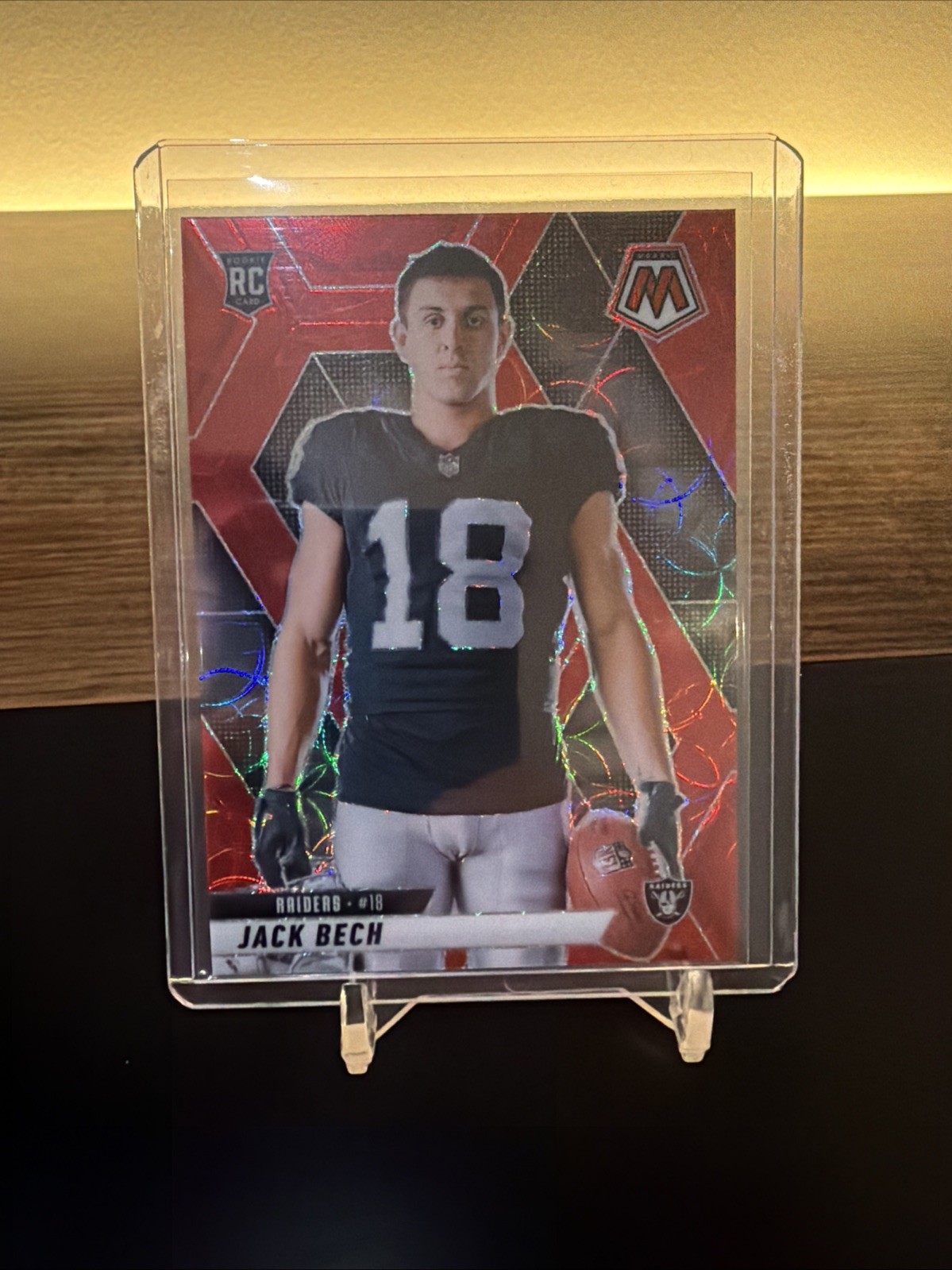 2025 Panini Mosaic - Rookies Jack Bech #349 Red Scope Prizm (RC) Raiders Rookie