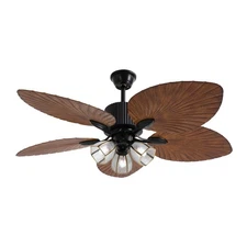 52'' Ceiling Fan w/ LED Light With Remote Control 5 Blades Tropical Palm Leaf