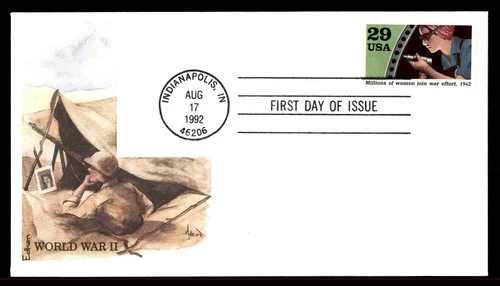 Mayfairstamps US FDC 1992 Indiana World War II millions of women join war effort