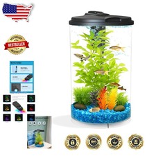 AquaView 3-Gallon 360 Aquarium LED 7 Colors Impact-Resistant Crystal Clear
