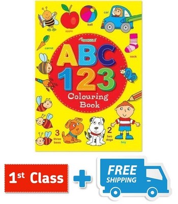 ABC 123 Colouring Book A4 Kids Childrens Activity Learn To Write Letters Books.