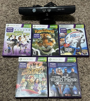 Microsoft Xbox 360 Kinect Motion Sensor Bar Black w/ Games CIB