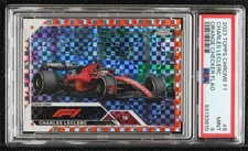 2023 Chrome Formula 1 Orange Checker Flag X-Fractor /25 Charles Leclerc #8 PSA 9
