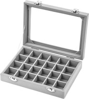 Qwork® 24 FäCher Samt SchmuckkäStchen, OhrringkäStchen Mit Transparentem Deckel