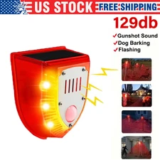 3 Modes Solar Motion Sensor Alarm Light Outdoor Dog Barking Gunshot Sound 129db