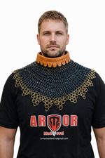 Chainmail Collar 9 mm Gorget Mild Steel Flat Rings Solid Rings Brass Zig-Zag