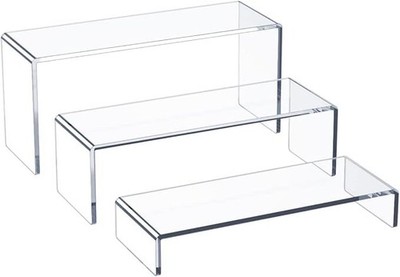 3pcs Acrylic Display Stand-Clear Riser Shelf 3 Step 9'' Large Display Shelf clear