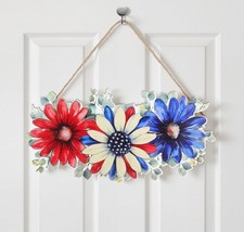 4Th of July Decorations for Front Door Patriotic Floral Wreath Hanging Decoratio