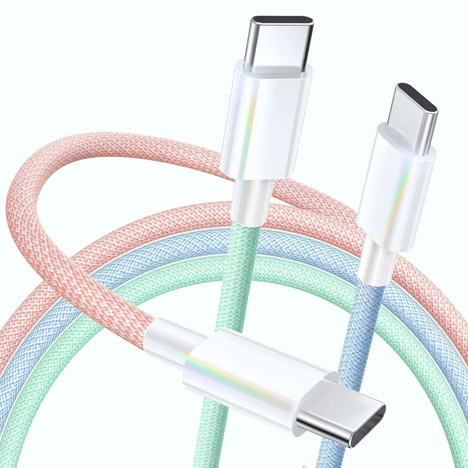 3pack 60W USB-C to USB-C Cable Fast Charger PD Nylon Cord For iPhone 16 Samsung - Image 3 of 4