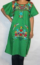 Assorted Knee-Length Peasant Tunic Embroidered Mexican Dress