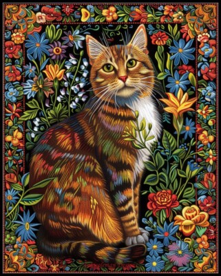 Tapestry Cat 2 - DIY Chart Counted Cross Stitch Patterns Needlework DMC Color