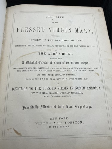 The Life of the Blessed Virgin Mary, Mother of God Book By Abbé Orsini, 1861 - Bild 10 von 24