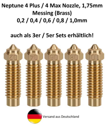 Elegoo Neptune 4 Plus / 4 Max, Messing Nozzle / Düse, 0,2 - 1,0 mm, auch als Set