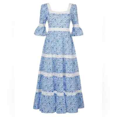 NEW Pink City Prints Dress Tuckernuck Sky Chintz Blue Organic COTTON Small