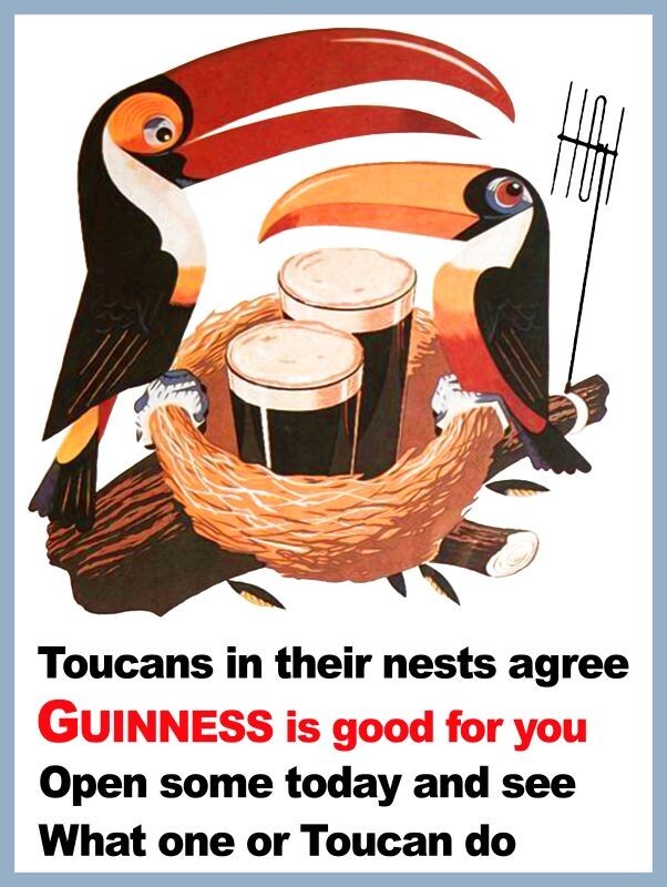 Guinness Beer - Two Toucans in Their Nest - NEW METAL SIGN: 9x12" & Ships Free