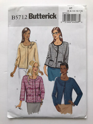 Butterick B5712 Semi Fitted Jacket Work Bow Sewing Pattern 6 8 10 12 14 UCFF