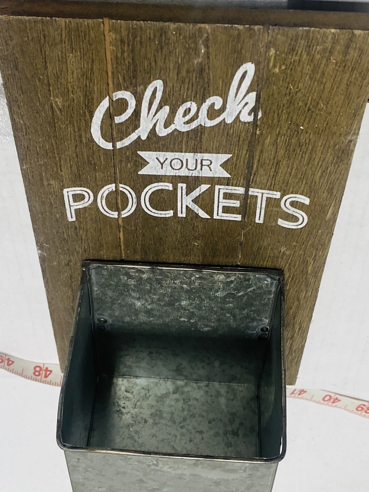 Farmhouse Style Tin Wood Catch All Caddy Includes Wall Hanging Screws New 10x6 - Image 4 of 4