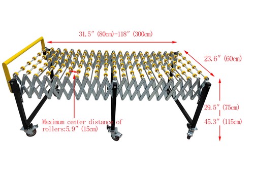 Portable Flexible Expandable Conveyor ABS Skate Wheels 47.2"-118" Adjustable - Picture 7 of 24