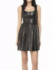 New Red Valentino Black Womens US 0 IT 38 Corset Leather A-Line Dress $1074