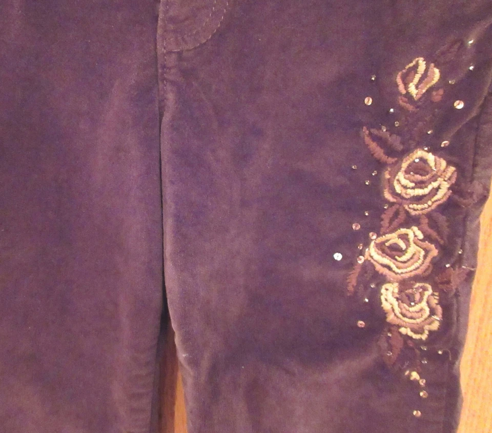 Girls GAP~Brown VELOUR PANTS~size 7~NEW~Embellished RHINESTONES Beaded - Image 3 of 4