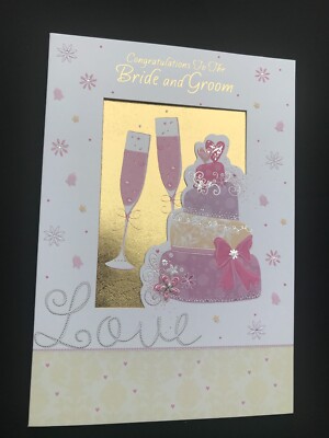 Hochzeitstagskarte, Hochzeit, Torte, 3-fach, Vers, 7'' x 5''