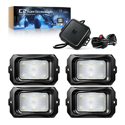 MICTUNING C2 RGBW LED Rock Lights 4 Pods Offroad Curve Multicolor Neon Light Kit
