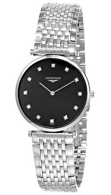 LONGINES La Grande Classique 33MM 12 Diamond Black Dial Watch L4709455C