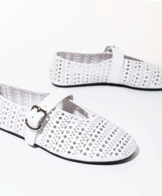 NEW Anthropologie Jeffrey Campbell Mary Jane Shelly Flats in WHITE