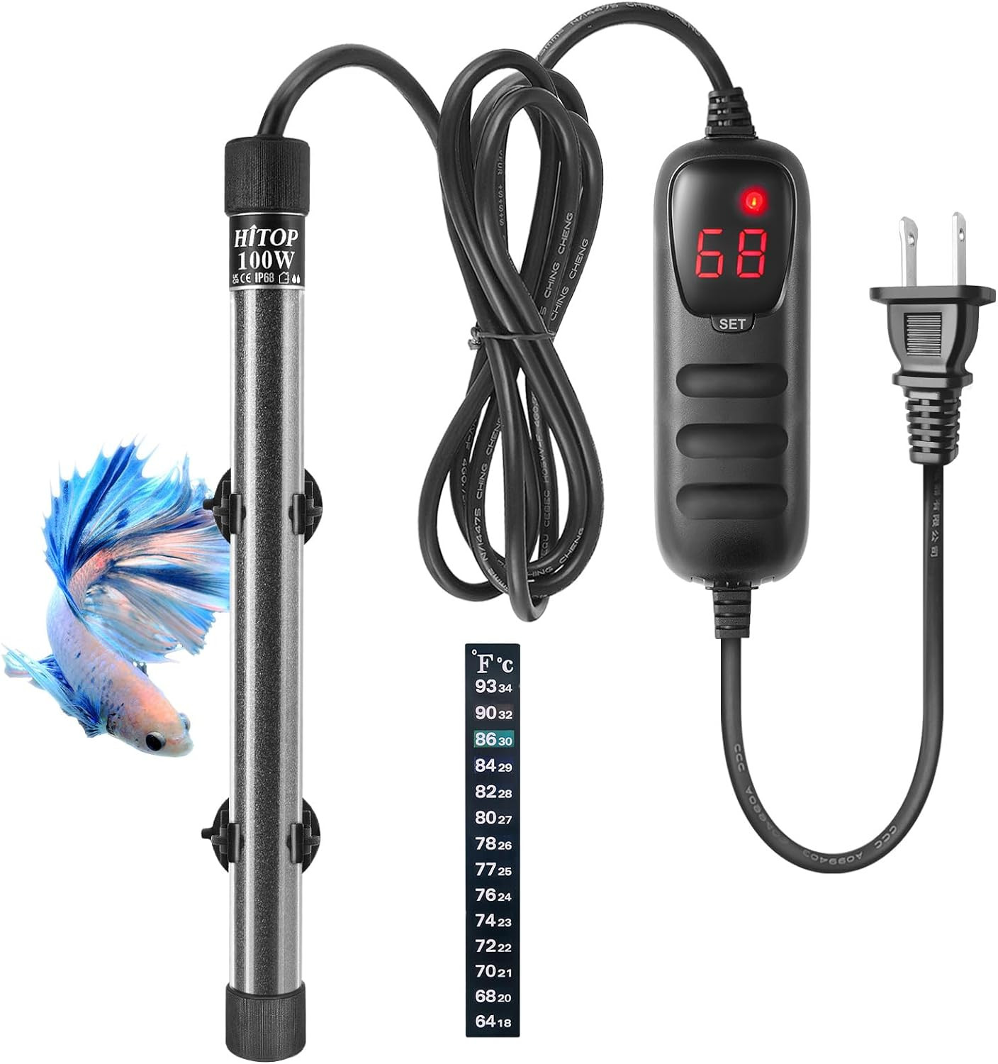 Mini Submersible Aquarium Heater -100W Digital Heater for Fish Tank Turtle Tank