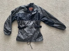 Hot Leathers Waterproof Reflective Jacket  S Black Gray Biking Hiking Carry Bag