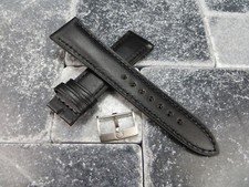 18mm Calf Leather Strap Black Watch Band with OEM OMEGA Tang Buckle Set Brush