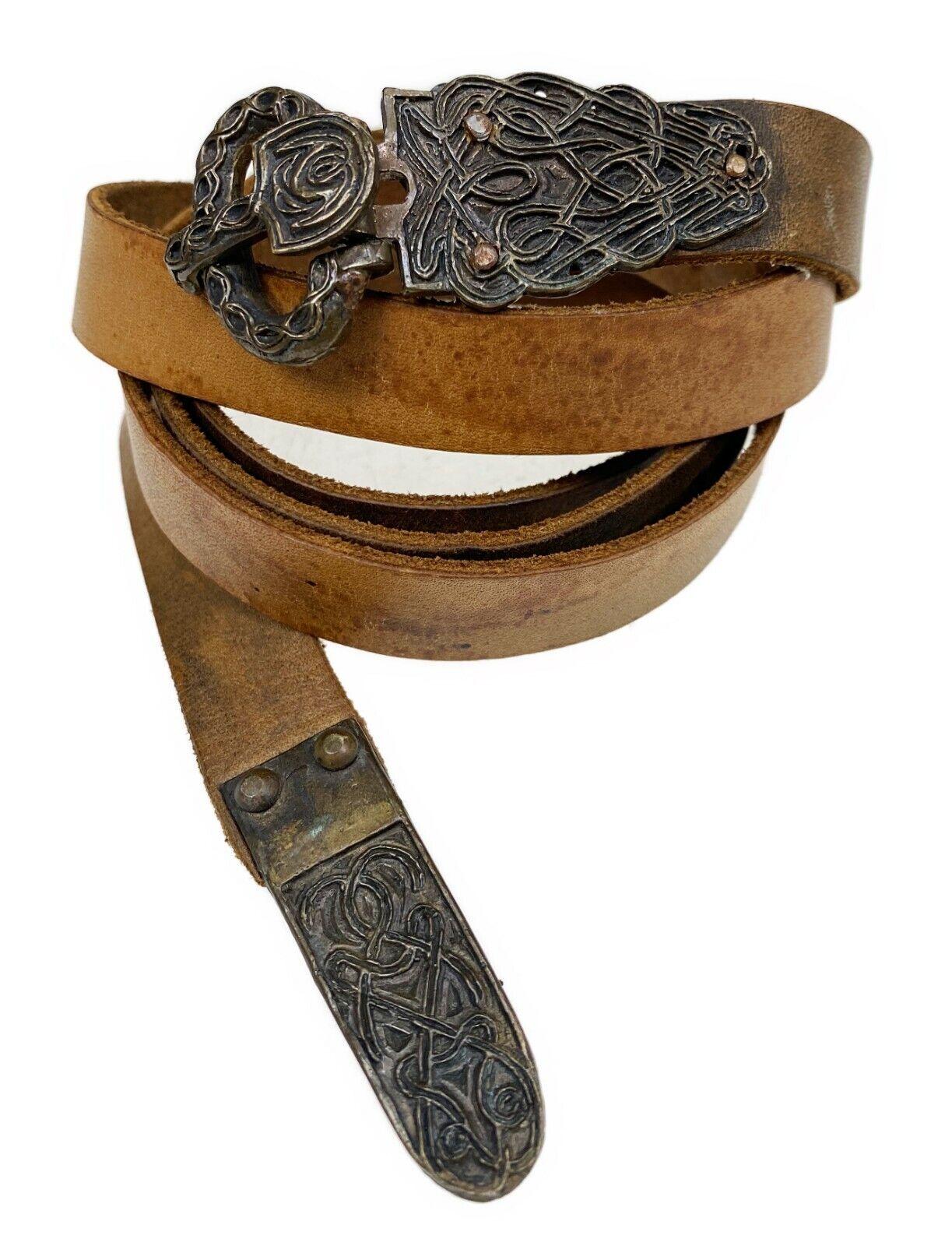 Belt Brown Leather Viking Celtic Knot Renaissance Medieval Metal